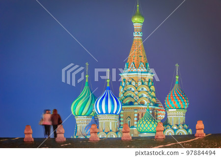 St. Basils Cathedral at dramatic dawn in Moscow, Russia St. Basils Cathedral at dramatic dawn in Moscow, Russia 97884494