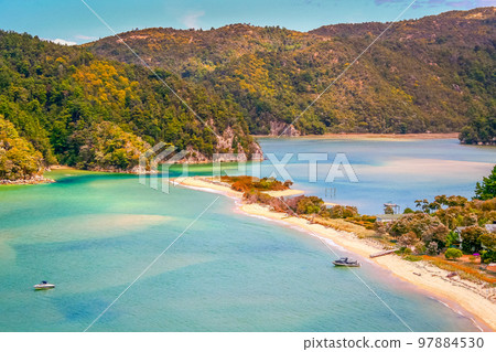 Idyllic beach in abel tasman national park, New Zealand South Island Idyllic beach in abel tasman national park, New Zealand South Island 97884530