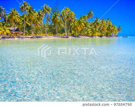 Bora Bora Tropical paradise, Idyllic turquoise beach in French Polynesia, Tahiti 97884798