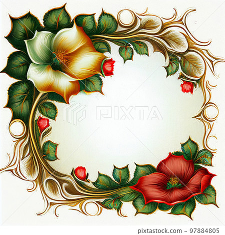 聖誕玫瑰框架AI圖像 97884805