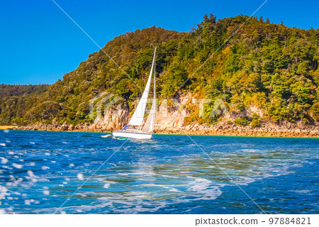 Sailing on beach in abel tasman national park, New Zealand South Island 97884821