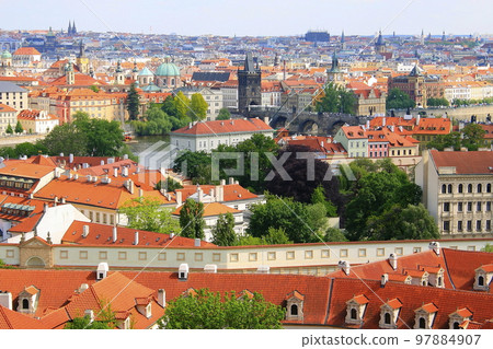 Prague medieval old town towers and domes, Czech Republic Prague medieval old town towers and domes, Czech Republic 97884907