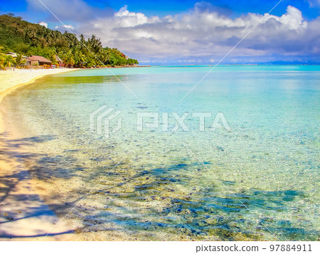 Bora Bora Tropical paradise, Idyllic turquoise beach in French Polynesia, Tahiti 97884911