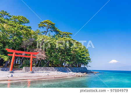 (Shizuoka Prefecture) Nishiizu Toda, Morokuchi Shrine Torii and Mt. Fuji 97884979