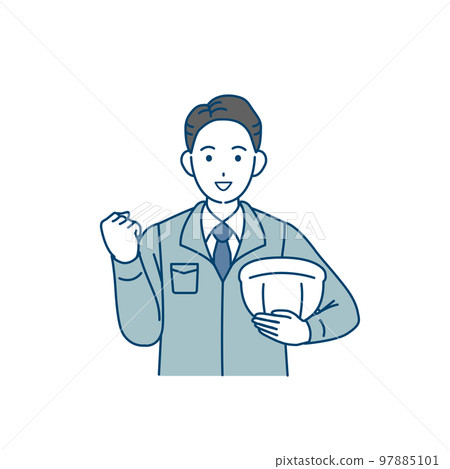 做膽量姿勢的站點監督員，男性建築師 97885101