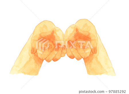 Scoop with both hands Hand drawn watercolor illustration material 97885292