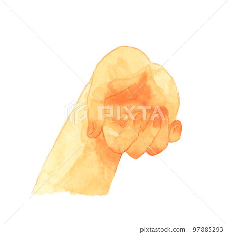 Scoop and catch by hand Hand-drawn watercolor illustration material 97885293