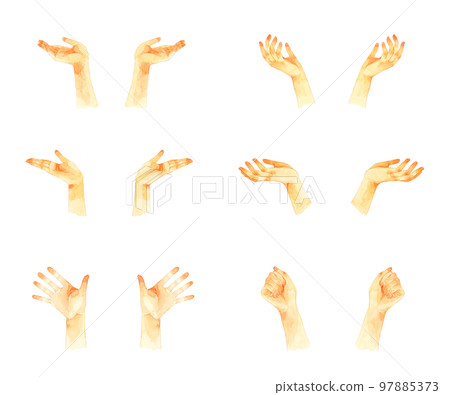 雙手舉起一組姿勢手繪水彩插畫素材合集 雙手舉起一組姿勢手繪水彩插畫素材合集 97885373