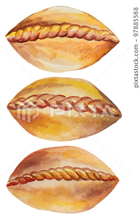 Russian or ukrainian Pies isolated watercolor illustration, baked goods 97885568