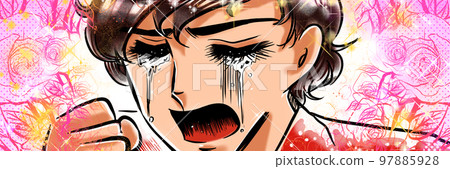 70's girl cartoon holding fist and screaming handsome boy with natural perm and flower storm background 70's girl cartoon holding fist and screaming handsome boy with natural perm and flower storm background 97885928