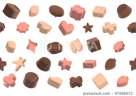 Floating three-color chocolate in various shapes Background image Seamless background that can be repeated up, down, left, and right Floating three-color chocolate in various shapes Background image Seamless background that can be repeated up, down, left, and right 97886072