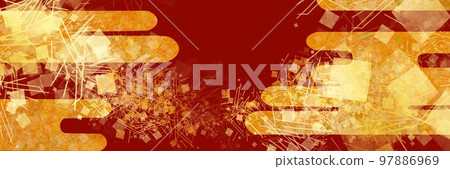 Heian period-style golden elegant clouds, gold leaf, gold dust, Japanese painting-style texture with fluttering dust and tan background Wide size illustration 97886969