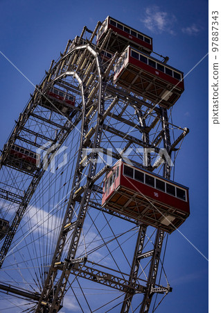 The historic Giant Wheel of Vienna at Prater Entertainment Park 97887343