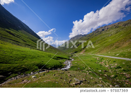Famous Timmelsjoch High Alpine Road in the Austrian Alps also called Passo Rombo 97887369