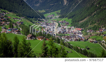 Famous village of Soelden in Austria - a popular winter sports area 97887517