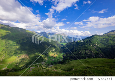 Wonderful panoramic view over the mountains in the Austrian Alps Wonderful panoramic view over the mountains in the Austrian Alps 97887551