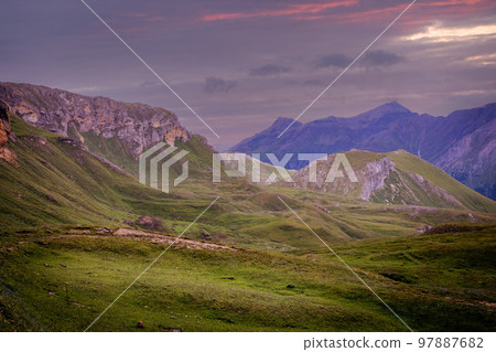Wonderful panoramic view over the mountains in the Austrian Alps Wonderful panoramic view over the mountains in the Austrian Alps 97887682