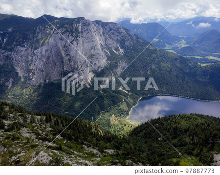 Lake Altaussee in Austria - aerial view 97887773