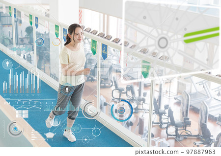 Fitness gym jogging running walk jog woman 97887963