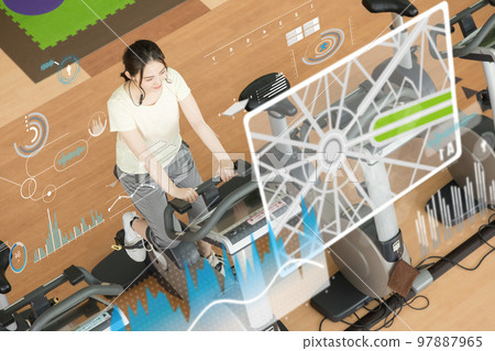 Fitness gym gym bike bike woman Fitness gym gym bike bike woman 97887965