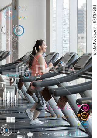 Fitness gym gym gym running machine woman 97887982