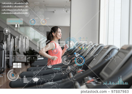 Fitness gym gym gym running machine woman 97887983