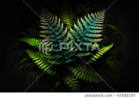 Vertical garden with tropical green leaf, contrast 3d illustration. Vertical garden with tropical green leaf, contrast 3d illustration. 97888197