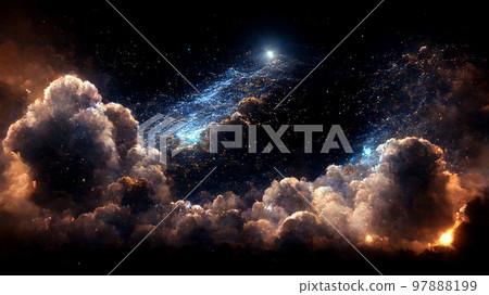Space and glowing nebula background. 3d Illustration. Space and glowing nebula background. 3d Illustration. 97888199