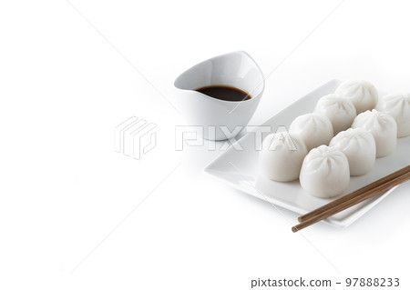 Steamed dumplings isolated on white background Steamed dumplings isolated on white background 97888233