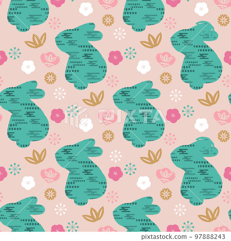 2023  Japanese new year rabbit pattern 2 97888243