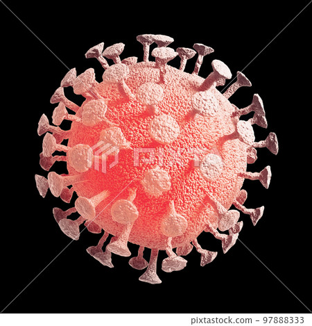 Coronavirus COVID-19 or 2019-nCov novel coronavirus concept resposible for asian flu outbreak and coronaviruses influenza as dangerous flu strain cases as a pandemic. Microscope virus close up in 97888333