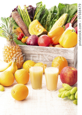 Vegetables, fruits and smoothie set 97888479