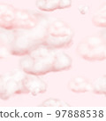 Seamless pattern with pink clouds. Cloudy sky. Elegant delicate background for valentine's day and children's textiles 97888538