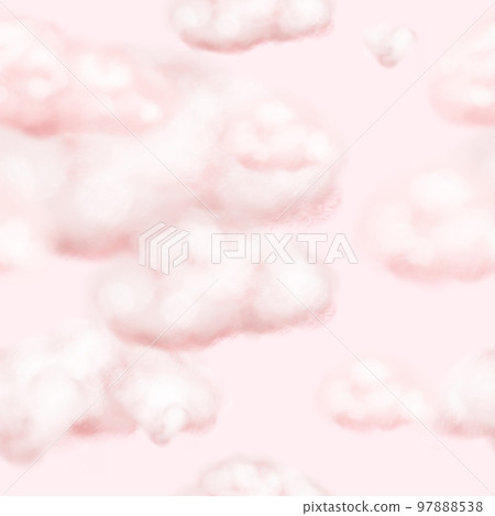 Seamless pattern with pink clouds. Cloudy sky. Elegant delicate background for valentine's day and children's textiles Seamless pattern with pink clouds. Cloudy sky. Elegant delicate background for valentine's day and children's textiles 97888538