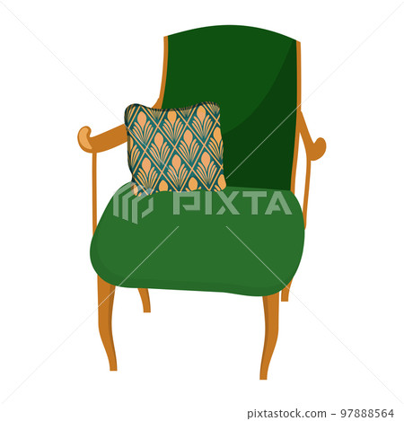 Armchair in art deco style. Vector element isolated on white background. Interior Design. Furniture. Green armchair Armchair in art deco style. Vector element isolated on white background. Interior Design. Furniture. Green armchair 97888564