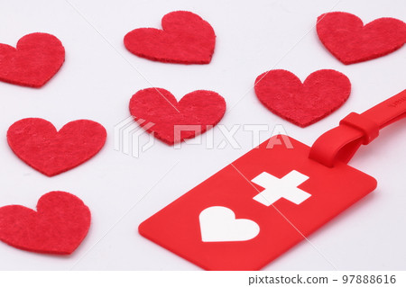 Image of mentally handicapped help mark and compassion (help mark, heart mark) 97888616