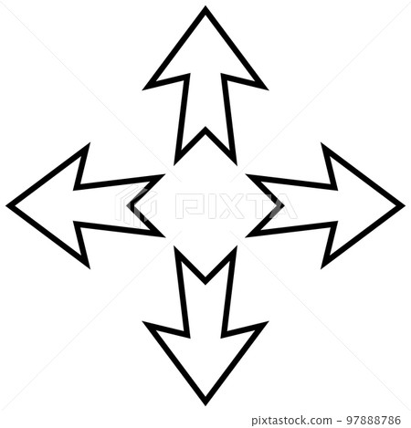Cartoon navigation arrows sides up down, outline arrows right left Cartoon navigation arrows sides up down, outline arrows right left 97888786