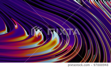 Fluid purple 3d metal background. Holographic foil texture liquid background. Neon purple vibrant colorful vivid illustration. Smooth swirl 3d render. Fluid purple 3d metal background. Holographic foil texture liquid background. Neon purple vibrant colorful vivid illustration. Smooth swirl 3d render. 97888948