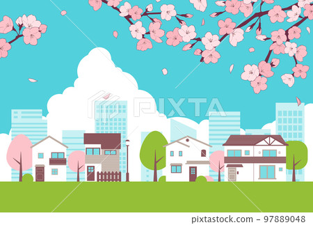 背景材料_城市景觀_櫻花 背景材料_城市景觀_櫻花 97889048