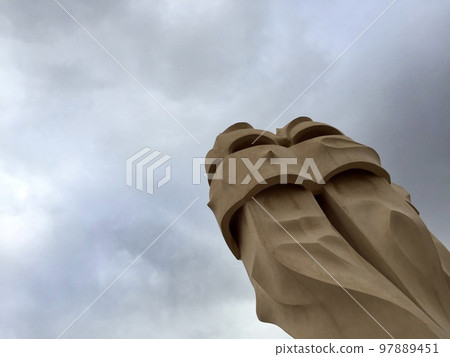 Barcelona Gaudi architecture Chimney on the roof of Casa Mila 97889451