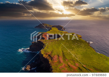 Sunset over Ponta de Sao Lourenco peninsula in Madeira Islands, Portugal 97889660