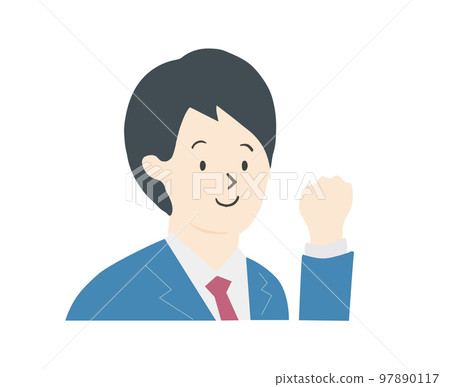 一個男人做膽量姿勢的插圖 97890117