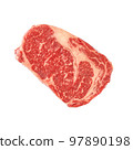 Raw top blade beef steak isolated on white background, marbled whole piece of raw meat, striploin on white 97890198