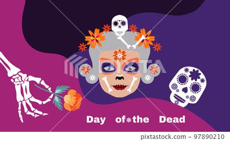 Dia de Los Muertos, Day of the Dead or Halloween greeting card 97890210
