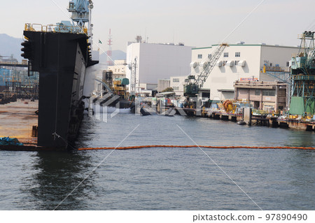 A submarine anchored at Kawasaki Heavy Industries Kobe Works A submarine anchored at Kawasaki Heavy Industries Kobe Works 97890490