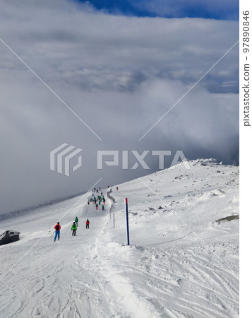 ski resort slope above the clouds slovakia tatras mountains 97890846