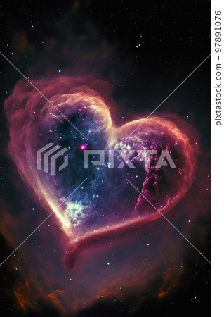 Heart shaped nebula. Heart galaxy. Astrological symbol of love 97891076