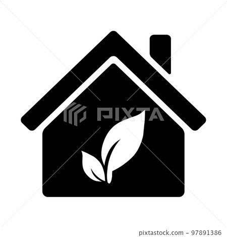House with plant icon in black 97891386