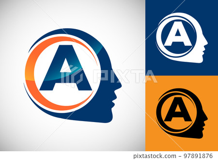 Initial alphabet A with the human brain, A Logo for science, medical research, technology, AI Initial alphabet A with the human brain, A Logo for science, medical research, technology, AI 97891876