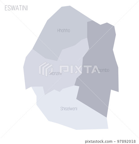 Eswatini political map of administrative divisions - regions. Grey vector map with labels. Eswatini political map of administrative divisions - regions. Grey vector map with labels. 97892018